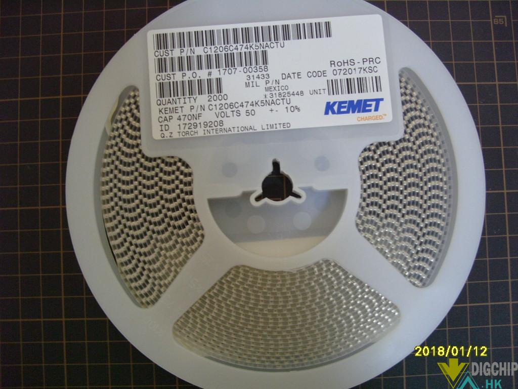 Ceramic, 150C-(CxxxxC), 0.47 uF, 10%, 50 V, 1206, X8L, SMD, MLCC, High Temperature, Temperature Stable