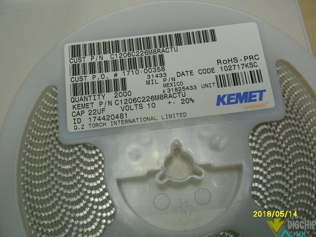 Cap Ceramic 22uF 10V X7R 20% Pad SMD 1206 125C T/R